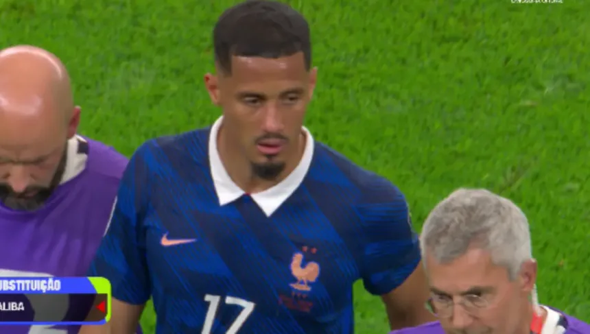 Agora: França perde zagueiro Saliba, um dos melhores do mundo 1 Lesão de William Saliba durante a semifinal da Copa