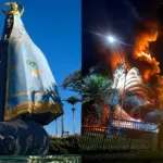 Imagem de Nossa Senhora Aparecida em Nerópolis antes da destruição