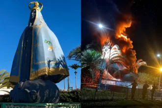 Imagem de Nossa Senhora Aparecida em Nerópolis antes da destruição