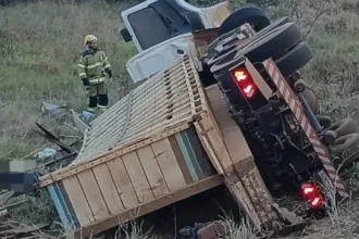 Acidente de caminhão em Jataí com motorista falecido