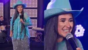 Cantora Ayttena Leorranny em apresentação de sertanejo gospel