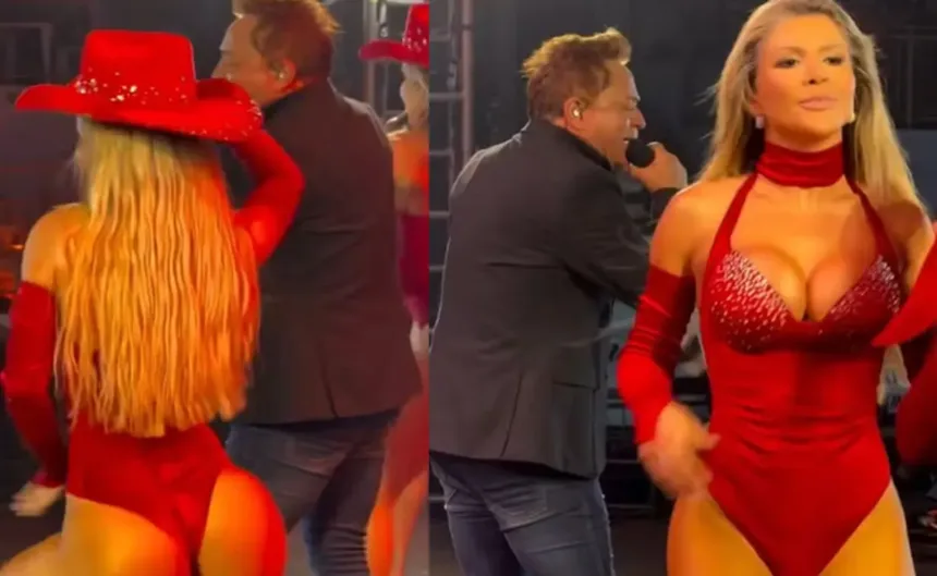 Bailarinas de Leonardo causam polêmica com figurino sexy em show; vídeo 1 Bailarinas de Leonardo em figurino sexy durante show