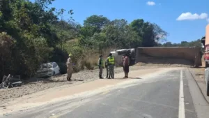 Imagem do acidente em Luziânia devido à falha no freio