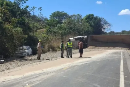 Imagem do acidente em Luziânia devido à falha no freio