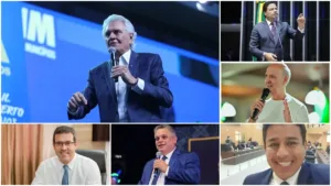Ronaldo Caiado com candidatos do PSD mostrando apoio