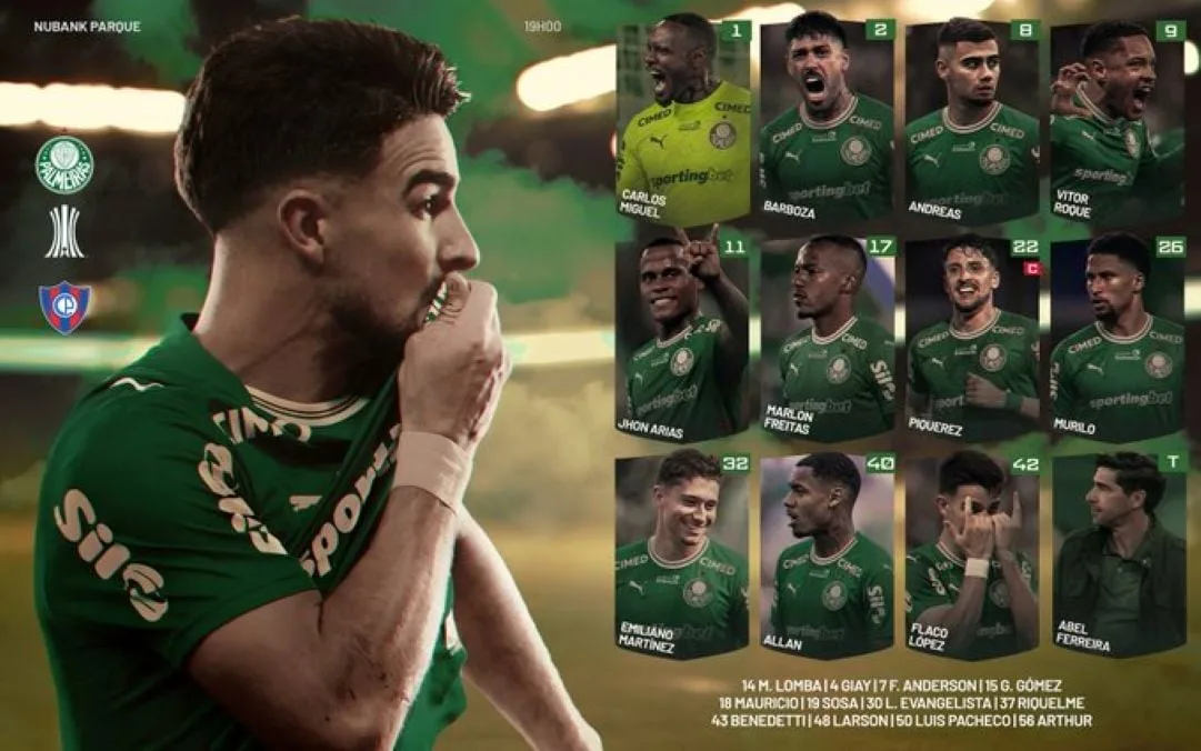 Palmeiras x Cerro Porteño: escalações confirmadas e onde assistir ao vivo ao jogo da Libertadores