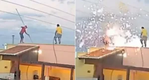 Homem derrubado de telhado por descarga elétrica em Jaguaruana