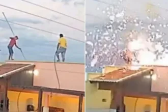 Homem derrubado de telhado por descarga elétrica em Jaguaruana