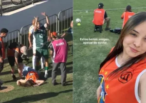 Criadora de conteúdo atingida por bolada na cabeça