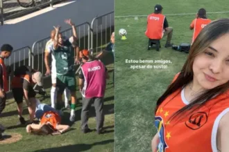 Criadora de conteúdo atingida por bolada na cabeça