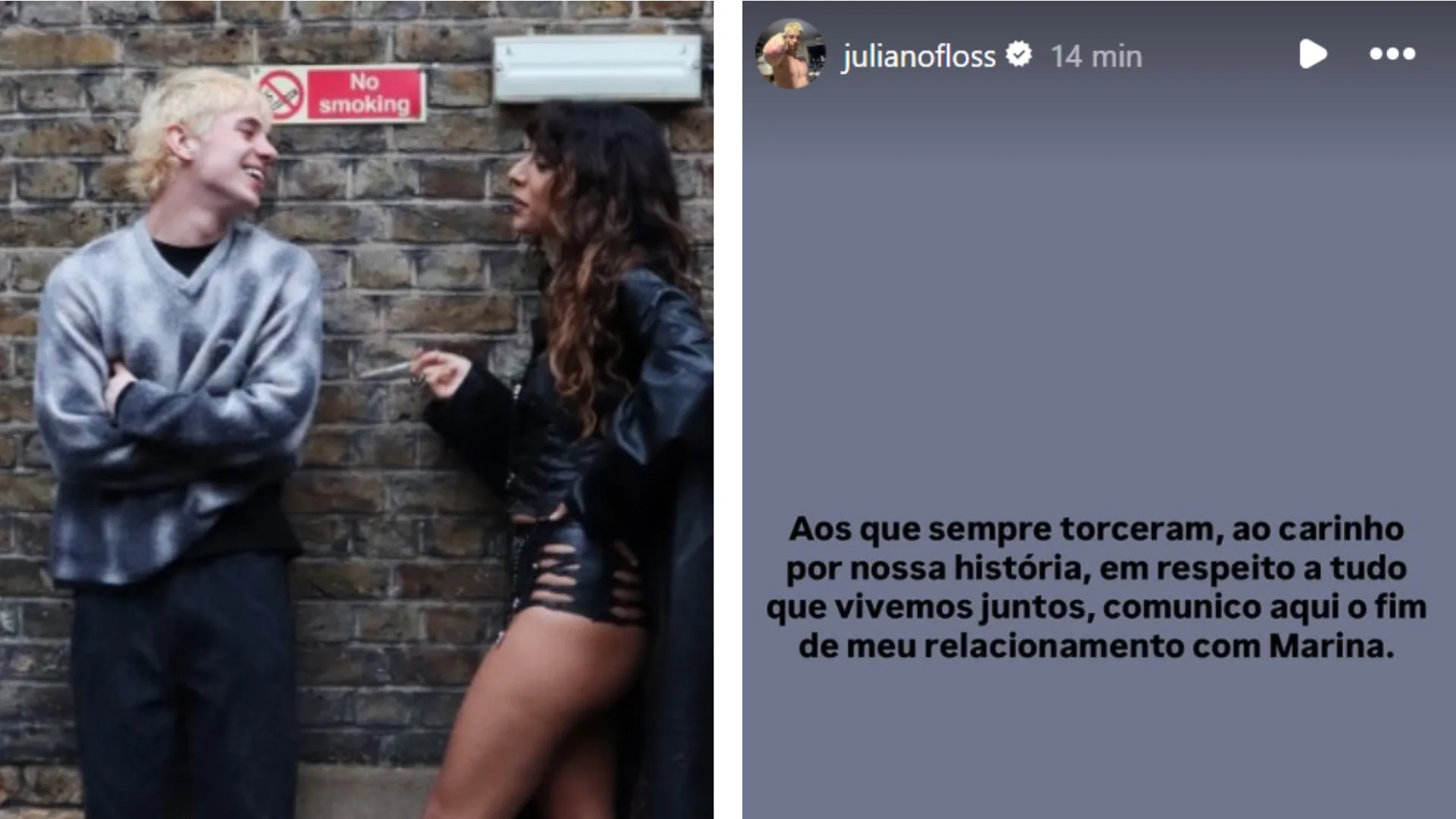 Juliano Floss anuncia fim de namoro com Marina Sena – G1