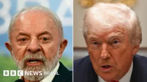 Lula e Trump em telefonema discutindo relações Brasil EUA