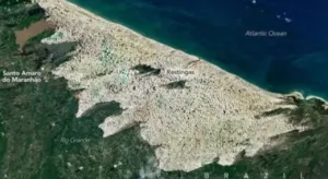 Lençóis Maranhenses capturados pela Nasa, destacando dunas e lagoas