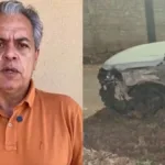 Ernesto Roller ao lado da caminhonete após acidente em Anápolis