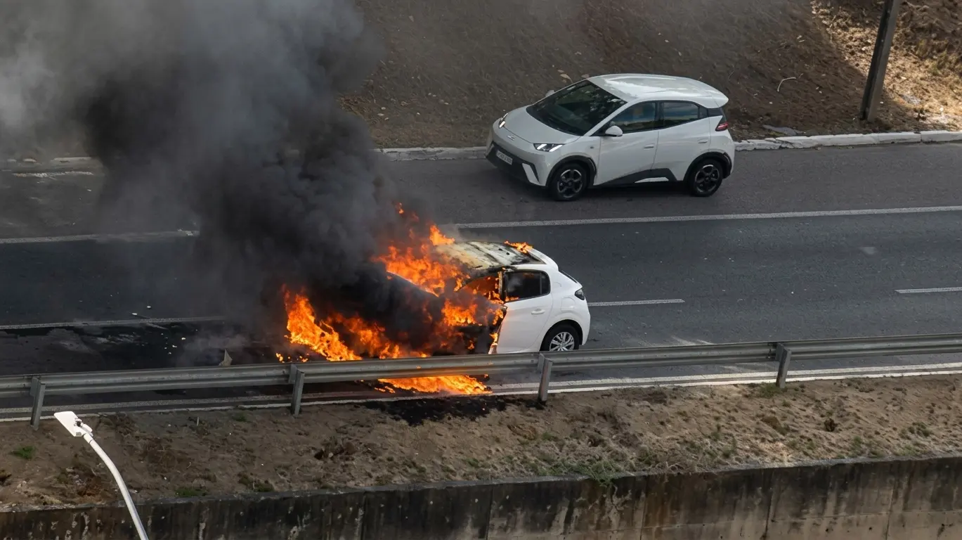 Incêndio em Carro Após Acidente na Marginal Botafogo em Goiânia