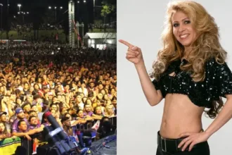 Joelma no palco após tamancada na cabeça em Goiânia