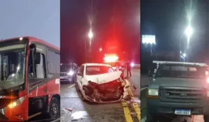 acidente Avenida Brasil com três veículos envolvidos