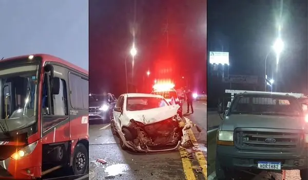 Motorista fica ferido em acidente que envolveu três veículos na Avenida Brasil, em Anápolis
