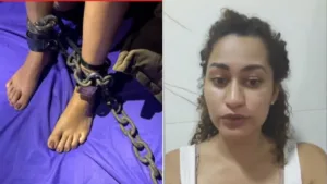 Jovem acorrentada em Goiás protegendo seus filhos