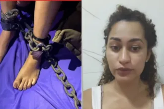 Jovem acorrentada em Goiás protegendo seus filhos