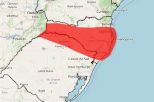 Alerta de tempestades em SC e RS emitido pelo Inmet
