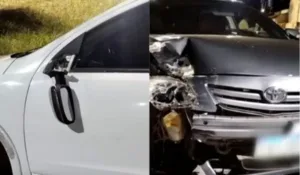 Carros destruídos em Mineiros por motorista bêbado