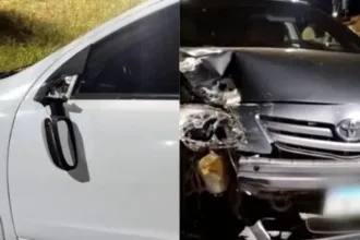 Carros destruídos em Mineiros por motorista bêbado