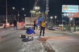 Cena do atropelamento fatal em Cuiabá envolvendo idoso
