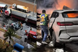 acidente-na-go-020:-homem-morre-apos-carro-pegar-fogo-em-batida-com-caminhao-em-goiania