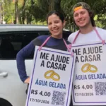 ‘ate-no-dia-ruim-tem-sido-bom’:-casal-vende-agua-no-sinal-para-juntar-dinheiro-e-realizar-casamento-em-goiania