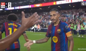 raphinha-faz-hat-trick-e-impressiona-camp-nou-na-goleada-do-barcelona-sobre-o-racing-por-5-a-2