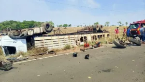 colisao-entre-caminhao-e-carro-deixa-uma-pessoa-ferida-e-quatro-bovinos-mortos-em-porangatu