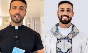 padre-‘padrao’-chama-atencao-nas-redes-e-video-de-paroquia-viraliza:-“rogai-por-nos!”