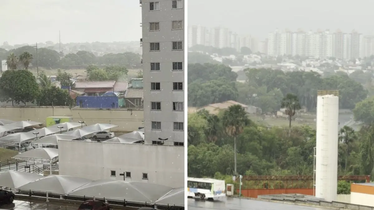 A previsão acertou: moradores relatam chuva e vento forte no Jardim Presidente, em Goiânia