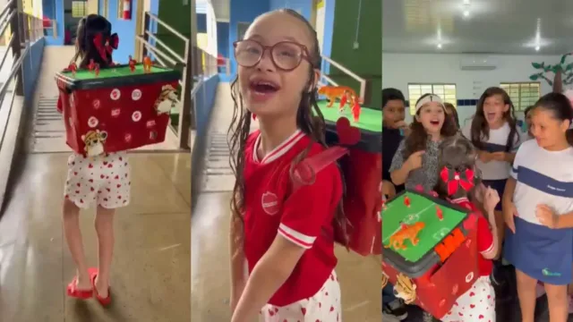 “Viiiiilaaaaa!”: torcedora mirim vira sensação com mochila maluca do Vila Nova
