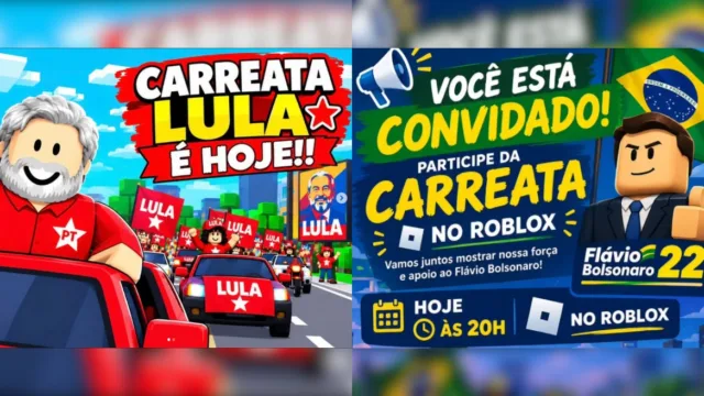 ‘Carreatas’ no Roblox para Flávio e Lula têm buzinaço, ‘bloquinho’ e até ‘showmício’ digital; conheça