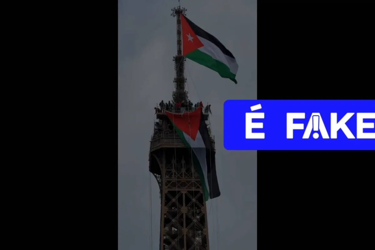 e-#fake-video-de-bandeira-da-palestina-erguida-no-topo-da-torre-eiffel;-cena-foi-criada-com-ia