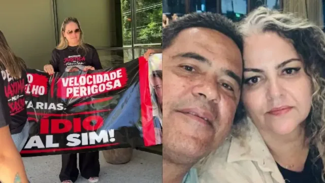 Parentes de casal atropelado por adolescente protestam em frente a juizado: ‘até que dia ficará livre?’
